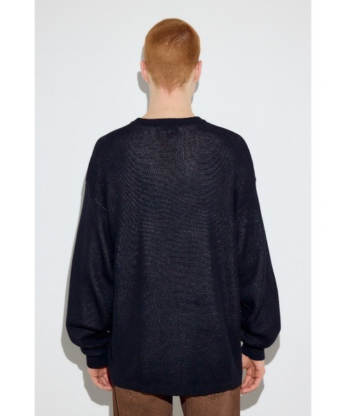 AZUL by moussy(アズールバイマウジー)の「裏配色リネンミックスニットトップス(ニット/セーター・メンズ・ブラック/グレー/ブルー・LARGE/MEDIUM)」の9枚目の写真