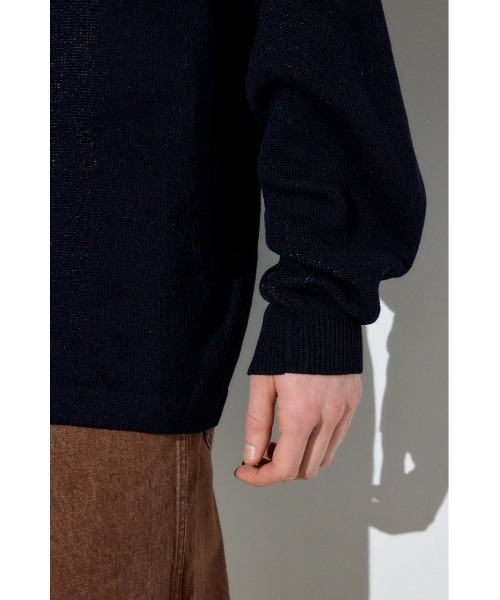 AZUL by moussy(アズールバイマウジー)の「裏配色リネンミックスニットトップス(ニット/セーター・メンズ・ブラック/グレー/ブルー・LARGE/MEDIUM)」の12枚目の写真