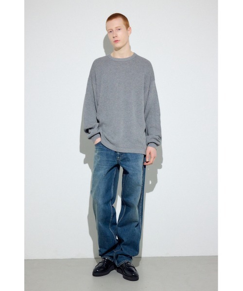 AZUL by moussy(アズールバイマウジー)の「裏配色リネンミックスニットトップス(ニット/セーター・メンズ・ブラック/グレー/ブルー・LARGE/MEDIUM)」の15枚目の写真