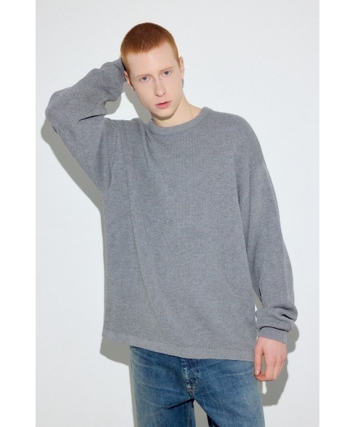 AZUL by moussy(アズールバイマウジー)の「裏配色リネンミックスニットトップス(ニット/セーター・メンズ・ブラック/グレー/ブルー・LARGE/MEDIUM)」の18枚目の写真
