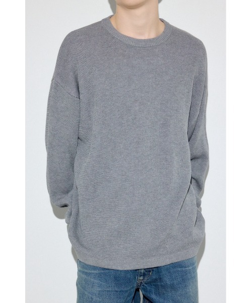 AZUL by moussy(アズールバイマウジー)の「裏配色リネンミックスニットトップス(ニット/セーター・メンズ・ブラック/グレー/ブルー・LARGE/MEDIUM)」の20枚目の写真