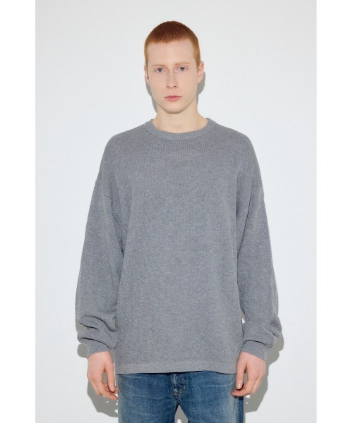 AZUL by moussy(アズールバイマウジー)の「裏配色リネンミックスニットトップス(ニット/セーター・メンズ・ブラック/グレー/ブルー・LARGE/MEDIUM)」の21枚目の写真