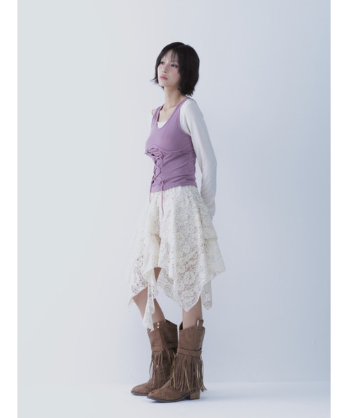 SETSETSET(セットセットセット)の「BUSTIER LACE-UP TEE (PINK)(Tシャツ/カットソー・レディース・その他・ONE SIZE)」の7枚目の写真