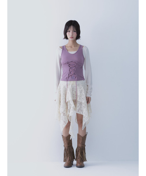 SETSETSET(セットセットセット)の「BUSTIER LACE-UP TEE (PINK)(Tシャツ/カットソー・レディース・その他・ONE SIZE)」の8枚目の写真