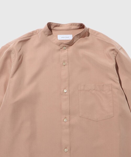 ADAM ET ROPE'(アダムエロペ)の「スエードタッチ レーヨンバンドカラーシャツ(シャツ/ブラウス・メンズ・ライトグレー/キナリ/ピンク系その他2/ブラック・M/L)」の5枚目の写真