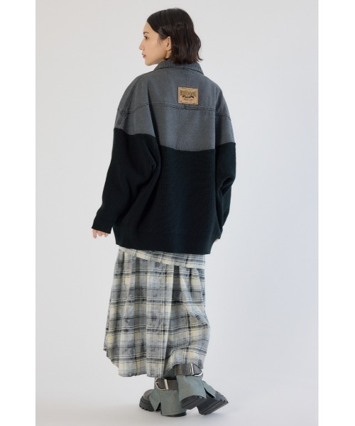 RODEO CROWNS WIDE BOWL（ロデオクラウンズワイドボウル）の「ニットドッキングルーズデニムジャケット（デニムジャケット・レディース・ブラック/ブルー・FREE）」の7枚目の写真