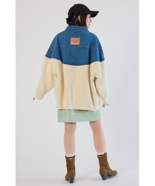 RODEO CROWNS WIDE BOWL（ロデオクラウンズワイドボウル）の「ニットドッキングルーズデニムジャケット（デニムジャケット・レディース・ブラック/ブルー・FREE）」の12枚目の写真