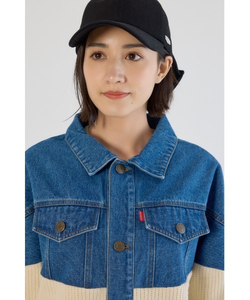 RODEO CROWNS WIDE BOWL（ロデオクラウンズワイドボウル）の「ニットドッキングルーズデニムジャケット（デニムジャケット・レディース・ブラック/ブルー・FREE）」の16枚目の写真