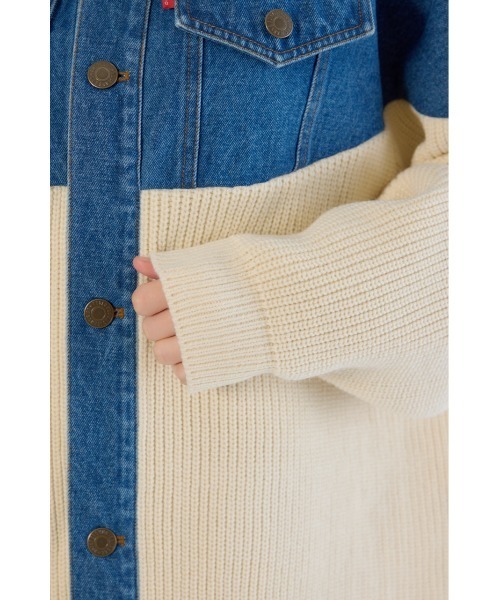 RODEO CROWNS WIDE BOWL（ロデオクラウンズワイドボウル）の「ニットドッキングルーズデニムジャケット（デニムジャケット・レディース・ブラック/ブルー・FREE）」の19枚目の写真