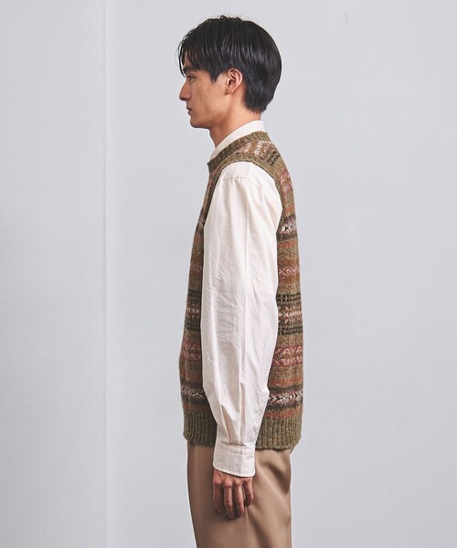 Jamieson's of Shetland（ジャミーソンズオブシェトランド）の「＜Jamieson`s＞ Fair Isle Crew Neck Vest/フェアアイル クルーネック ベスト（ニット/セーター・メンズ・オリーブ・42/40）」の8枚目の写真