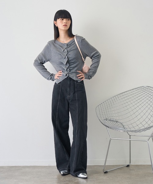 NOGLE(ノグル)の「【NOGLE/ノグル】フリルギャザーエアリーカーディガン(カーディガン/ボレロ・レディース・レッド/アイボリー/ネイビー/グレー・FREE)」の12枚目の写真