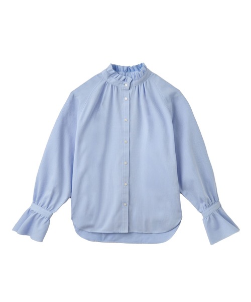 LA MARINE FRANCAISE(マリン フランセーズ)の「フリルブラウス(シャツ/ブラウス・レディース・ホワイト/サックスブルー・FREE)」の1枚目の写真