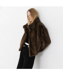 (JK-3057)TWO TONE FLOW FUR JACKET
