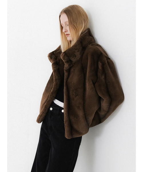 ATELIER NAIN（アトリエナイン）の「(JK-3057)TWO TONE FLOW FUR JACKET（その他アウター・レディース・ブラウン・FREE）」の4枚目の写真