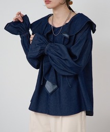 TRIANGLE PALETTE | デニムフリルビッグカラーブラウス(シャツ/ブラウス)