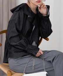 TRIANGLE PALETTE | デニムフリルビッグカラーブラウス(シャツ/ブラウス)