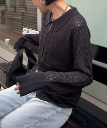 CAPRICIEUX LE'MAGE | レースシャーリングホックカーディガン(カーディガン/ボレロ)