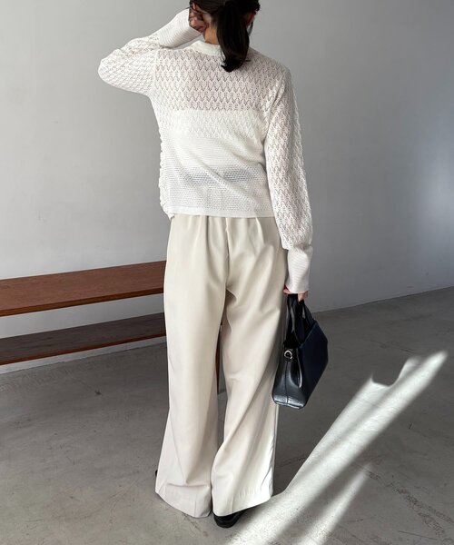 CAPRICIEUX LE'MAGE（カプリシューレマージュ）の「レースシャーリングホックカーディガン（カーディガン/ボレロ・レディース・ホワイト/ブラック・FREE）」の10枚目の写真