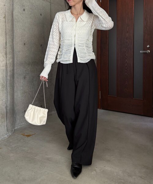 CAPRICIEUX LE'MAGE（カプリシューレマージュ）の「レースシャーリングホックカーディガン（カーディガン/ボレロ・レディース・ホワイト/ブラック・FREE）」の15枚目の写真