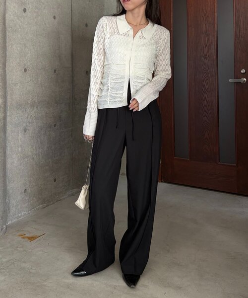 CAPRICIEUX LE'MAGE（カプリシューレマージュ）の「レースシャーリングホックカーディガン（カーディガン/ボレロ・レディース・ホワイト/ブラック・FREE）」の16枚目の写真