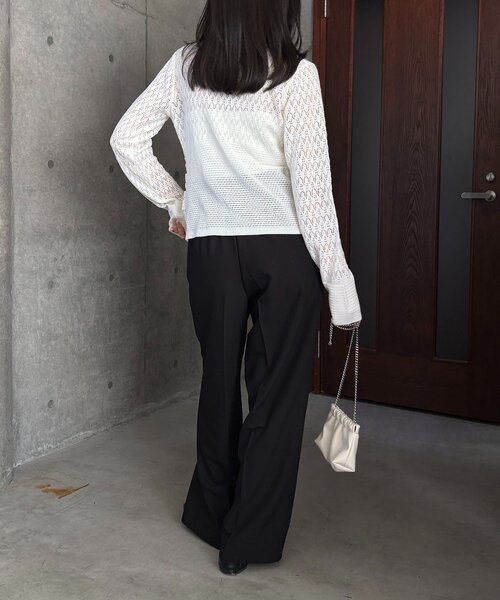 CAPRICIEUX LE'MAGE（カプリシューレマージュ）の「レースシャーリングホックカーディガン（カーディガン/ボレロ・レディース・ホワイト/ブラック・FREE）」の18枚目の写真