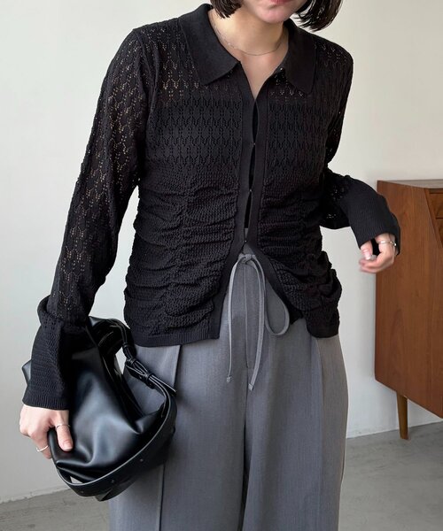 CAPRICIEUX LE'MAGE（カプリシューレマージュ）の「レースシャーリングホックカーディガン（カーディガン/ボレロ・レディース・ホワイト/ブラック・FREE）」の22枚目の写真