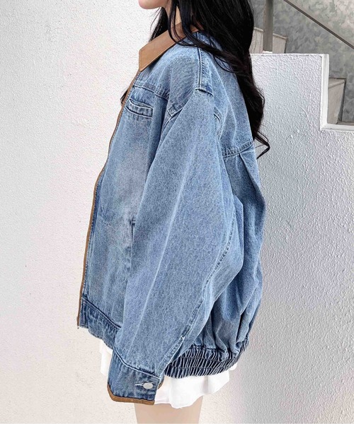 INGNI（イング）の「襟袖異素材フロントジップデニムジャケット（デニムジャケット・レディース・ブルー系その他3/グレー/ブルー系その他・M）」の13枚目の写真