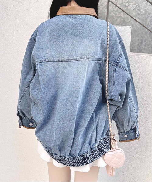 INGNI（イング）の「襟袖異素材フロントジップデニムジャケット（デニムジャケット・レディース・ブルー系その他3/グレー/ブルー系その他・M）」の14枚目の写真