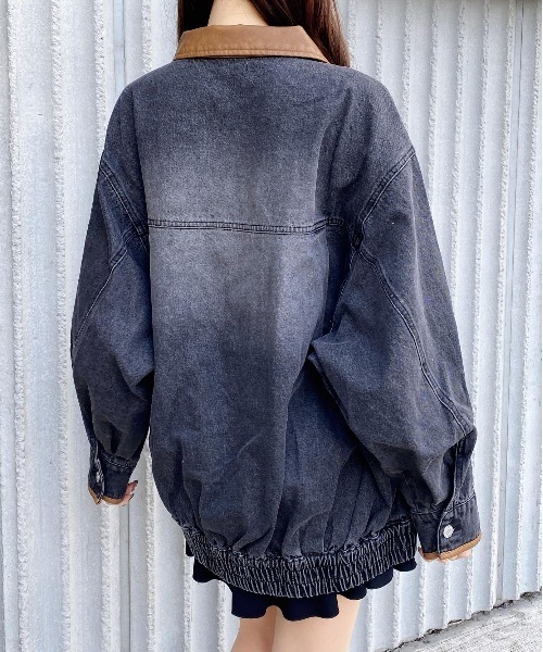 INGNI（イング）の「襟袖異素材フロントジップデニムジャケット（デニムジャケット・レディース・ブルー系その他3/グレー/ブルー系その他・M）」の21枚目の写真