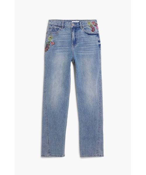 Desigual(デシグアル)の「花柄ヴィンテージウォッシュ ストレートデニムパンツ(デニムパンツ・レディース・ブルー・34/36/38/40/42/44)」の1枚目の写真