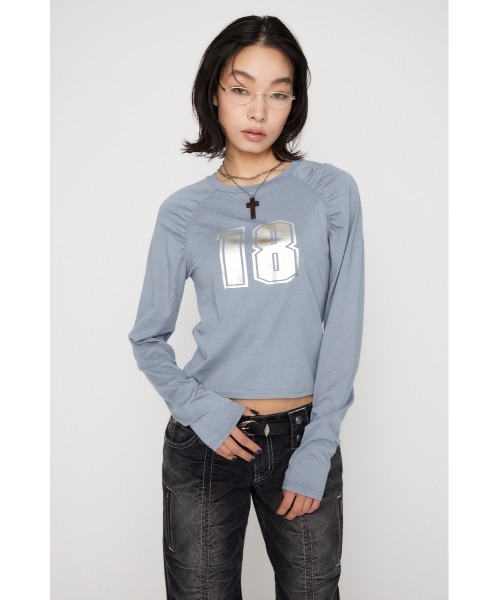 LAGUA GEM(ラグアジェム)の「PUFF SLEEVE NUMBER トップス(Tシャツ/カットソー・レディース・アイボリー/ライトブルー/チャコールグレー・FREE)」の10枚目の写真