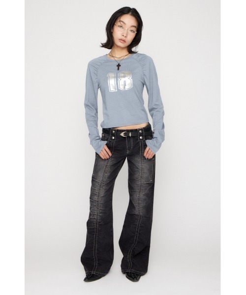 LAGUA GEM(ラグアジェム)の「PUFF SLEEVE NUMBER トップス(Tシャツ/カットソー・レディース・アイボリー/ライトブルー/チャコールグレー・FREE)」の11枚目の写真