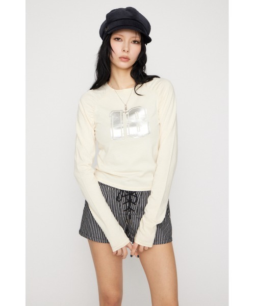 LAGUA GEM(ラグアジェム)の「PUFF SLEEVE NUMBER トップス(Tシャツ/カットソー・レディース・アイボリー/ライトブルー/チャコールグレー・FREE)」の6枚目の写真