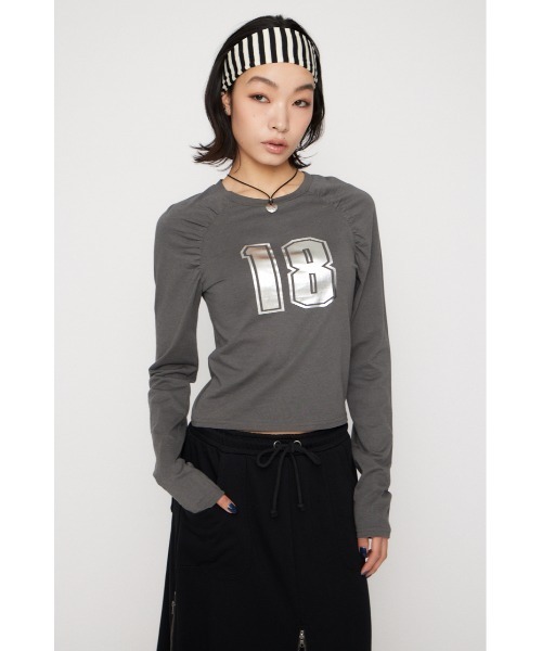 LAGUA GEM(ラグアジェム)の「PUFF SLEEVE NUMBER トップス(Tシャツ/カットソー・レディース・アイボリー/ライトブルー/チャコールグレー・FREE)」の13枚目の写真