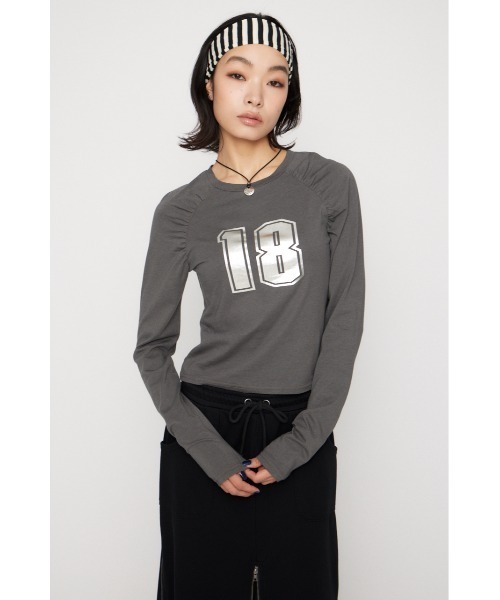 LAGUA GEM(ラグアジェム)の「PUFF SLEEVE NUMBER トップス(Tシャツ/カットソー・レディース・アイボリー/ライトブルー/チャコールグレー・FREE)」の14枚目の写真