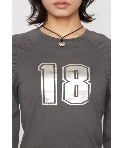 LAGUA GEM(ラグアジェム)の「PUFF SLEEVE NUMBER トップス(Tシャツ/カットソー・レディース・アイボリー/ライトブルー/チャコールグレー・FREE)」の18枚目の写真