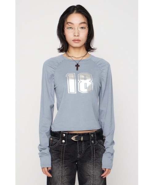 LAGUA GEM(ラグアジェム)の「PUFF SLEEVE NUMBER トップス(Tシャツ/カットソー・レディース・アイボリー/ライトブルー/チャコールグレー・FREE)」の8枚目の写真