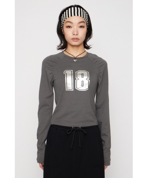 LAGUA GEM(ラグアジェム)の「PUFF SLEEVE NUMBER トップス(Tシャツ/カットソー・レディース・アイボリー/ライトブルー/チャコールグレー・FREE)」の12枚目の写真