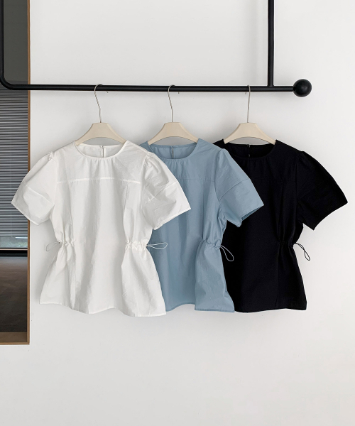VASCARA(バスカラ)の「String Puff Half Sleeve Blouse (3colors)(シャツ/ブラウス・レディース・スカイブルー/ホワイト・FREE)」の6枚目の写真