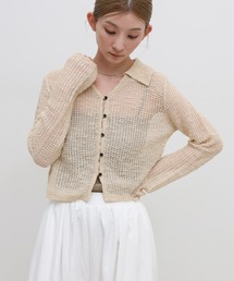 select MOCA | ボタンデザイン透かし編みショートカーディガン(カーディガン/ボレロ)