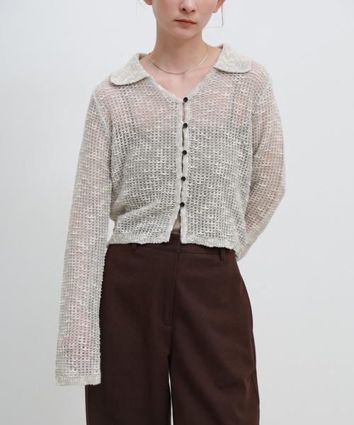 select MOCA（セレクトモカ）の「ボタンデザイン透かし編みショートカーディガン（カーディガン/ボレロ・レディース・ブラック/グレー/ベージュ・FREE）」の17枚目の写真