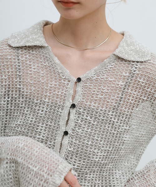 select MOCA（セレクトモカ）の「ボタンデザイン透かし編みショートカーディガン（カーディガン/ボレロ・レディース・ブラック/グレー/ベージュ・FREE）」の21枚目の写真