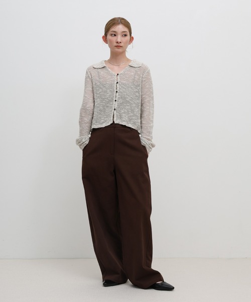 select MOCA（セレクトモカ）の「ボタンデザイン透かし編みショートカーディガン（カーディガン/ボレロ・レディース・ブラック/グレー/ベージュ・FREE）」の5枚目の写真