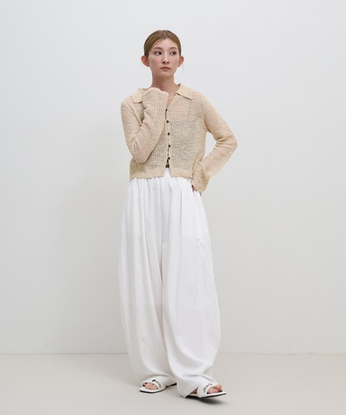 select MOCA（セレクトモカ）の「ボタンデザイン透かし編みショートカーディガン（カーディガン/ボレロ・レディース・ブラック/グレー/ベージュ・FREE）」の10枚目の写真