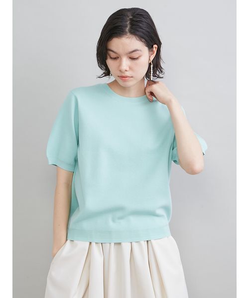 Mila Owen(ミラオーウェン)の「コットンブレンドクールネックニット(ニット/セーター・レディース・ライトベージュ/チャコールグレー/ミント・F)」の5枚目の写真