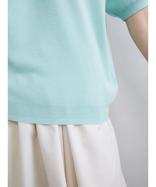 Mila Owen(ミラオーウェン)の「コットンブレンドクールネックニット(ニット/セーター・レディース・ライトベージュ/チャコールグレー/ミント・F)」の10枚目の写真