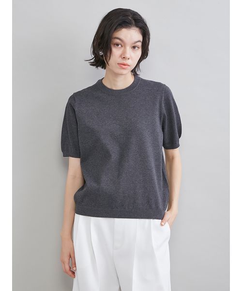 Mila Owen(ミラオーウェン)の「コットンブレンドクールネックニット(ニット/セーター・レディース・ライトベージュ/チャコールグレー/ミント・F)」の14枚目の写真