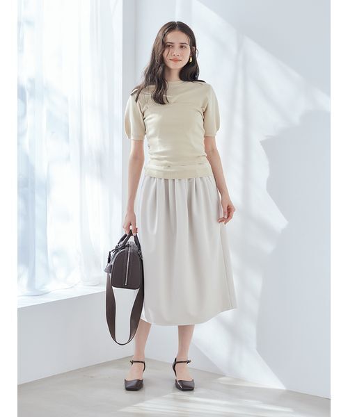 Mila Owen(ミラオーウェン)の「コットンブレンドクールネックニット(ニット/セーター・レディース・ライトベージュ/チャコールグレー/ミント・F)」の15枚目の写真