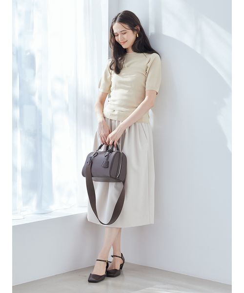 Mila Owen(ミラオーウェン)の「コットンブレンドクールネックニット(ニット/セーター・レディース・ライトベージュ/チャコールグレー/ミント・F)」の16枚目の写真