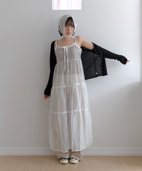 UNE MANSION（ユヌマンション）の「シェルボタンVネックサマーニットカーディガン（ニット/セーター・レディース・オートミール/ミント/アイボリー/ブラック/グレー・FREE）」の21枚目の写真